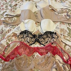 Victoria's Secret Lace and Satin Bra Collection - Sheer Pink, Black, White, Tan